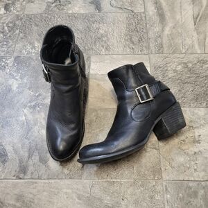 Vintage 90s y2k Durango Black Leather 6" Shorty Harness Moto Western Boots 8